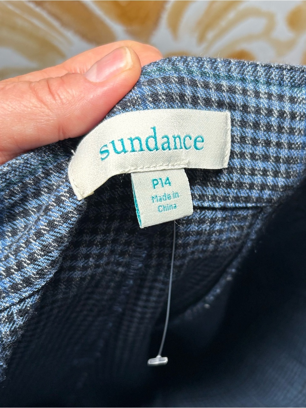 Sundance Blue Plaid Cropped Pants Boho Artisan Trouser Ankle Pants Casual Chic - Picture 3 of 9